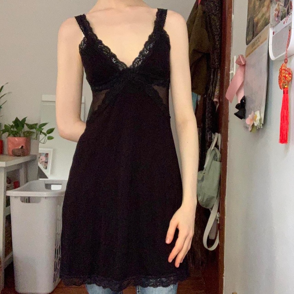 Adore me primrose black lacy mesh slip